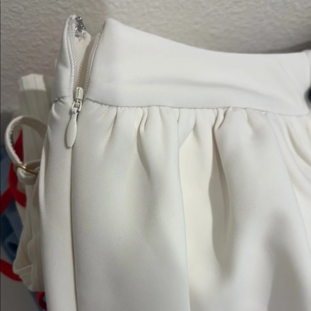 Lovers + Friends Cream Gathered Mini Skirt